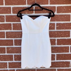 Tobi White Strapless Dress with Scalloped Bottom